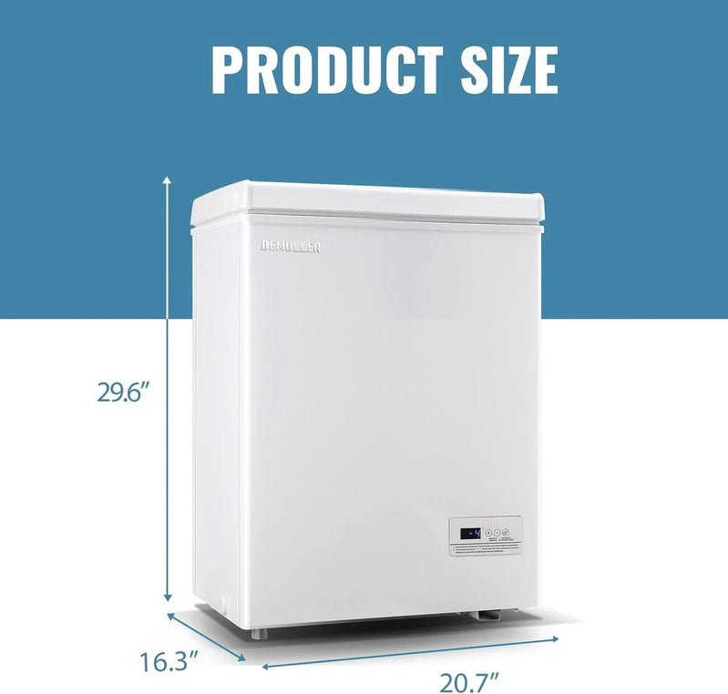 Chest Freezer 5.0Cubic Feet Deep Freezer Freestanding Freezers With 2 Removable Stainless Steel Basket