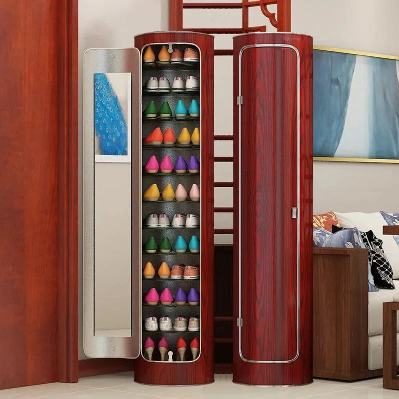 Large-Capacity Multi-Layer Rotating Disinfection Shoe Cabinet With Mirror Plus Deodorizer
