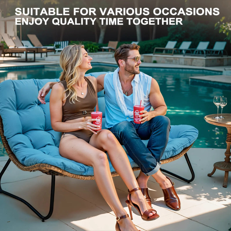 Crestlive Products Patio Loveseat, All-Weather Rattan Large Furniture With Soft Cushions, Outdoor Loveseat For Balcony, Poolside, Backyard, Beige