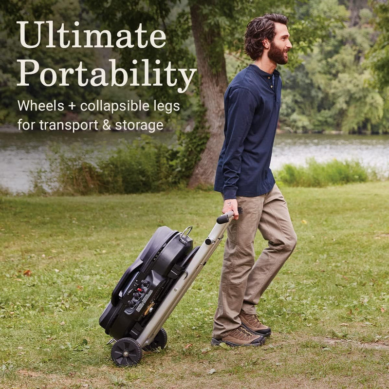 RoadTrip 285 Portable Stand-Up Propane Grill With 3 Adjustable Burners And Instastart Ignition, 20,000 BTUs Of Power For Outdoor Cooking