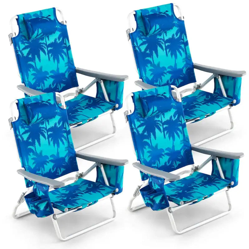 Costway 4-Pack Folding Backpack Beach Chair 5-Position Outdoor, See Details
