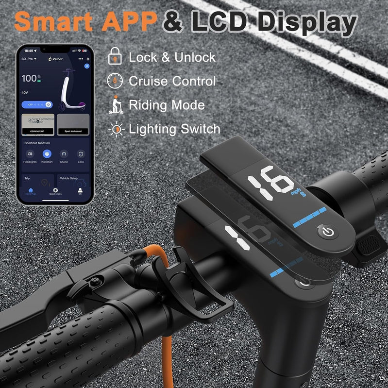 Electric Scooter, 350W/500W Powerful Motor, 8.5 In./10 In. Solid Rubber Tires, 19/22 Mph, 28/21/12 Mile Range, Dual Brakes