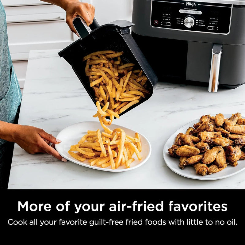 Ninja Foodi 10QT 6-in-1 DualZone Smart XL Air Fryer, 2 Independent 5QT Baskets, Smart Cook Thermometer, Match Cook, Smart Finish, Air Fry, DZ550