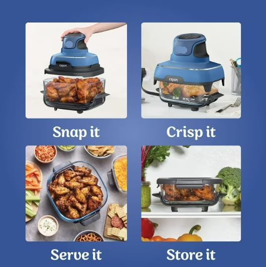 Ninja Crispi 5-in-1 Portable Glass Air Fryer Cooking System Small And Large Batch Containers