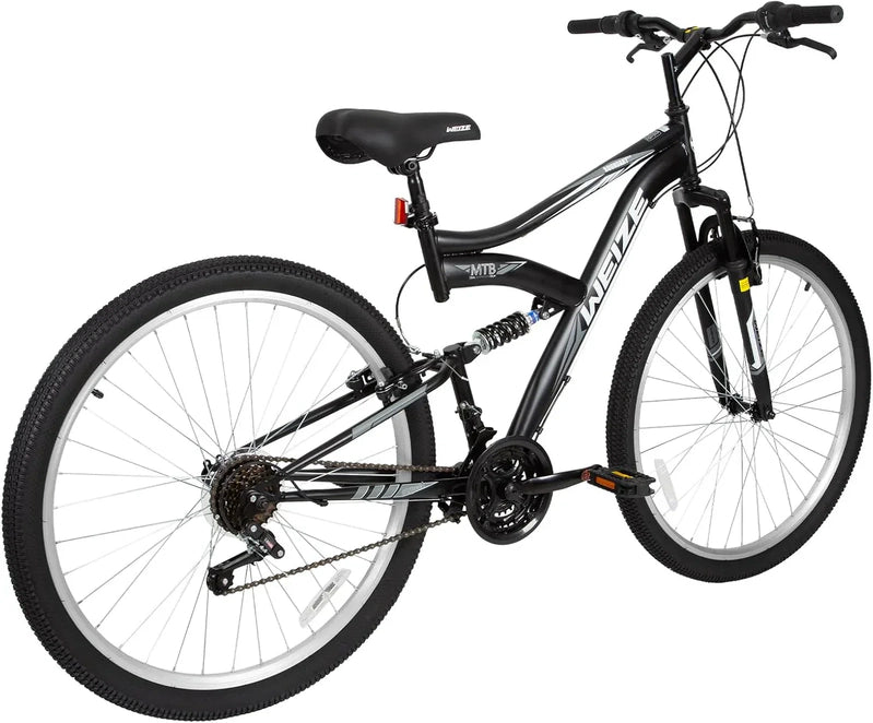 Weize Mountain Bike 26 27.5 In. Outdoor Hybrid Bikes 18-Speed High-Carbon Steel Full Suspension