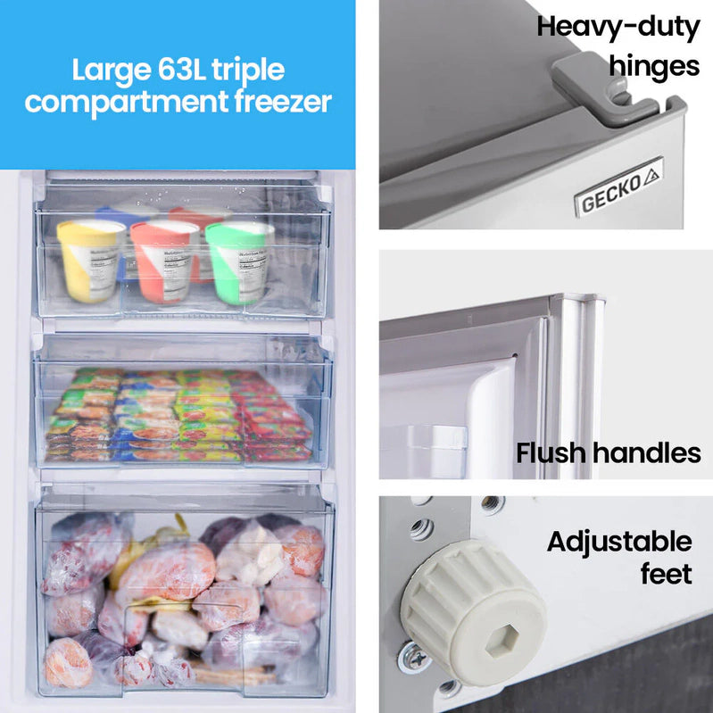 Gecko 160L Upright Portable Fridge/Freezer, 12V/24V/240V For Motorhome And Caravan, Silver