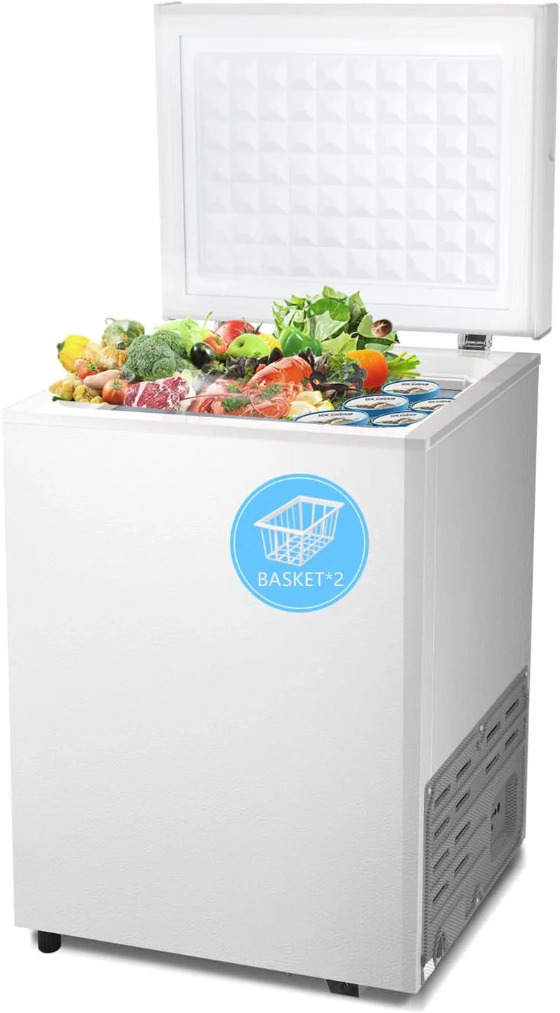 Chest Freezer 3.5 Cu. Ft. Compact Freezer Free Standing Top Open Door Deep Freezer