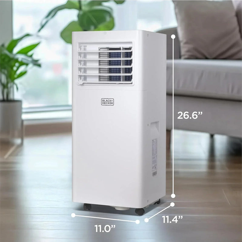 Black Plus Decker 10,000 BTU Portable Air Conditioner For Rooms Up To 450 Sq With Remote Control