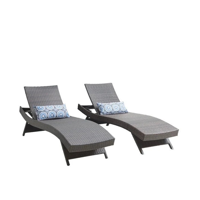 All Weather Wicker Chaise Lounge, Set Of 2