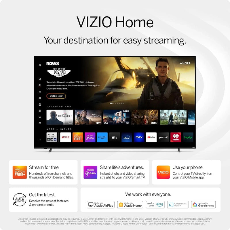 Vizio 50 4K HDR Smart TV, Dolby Vision HDR/HDR10 Plus, WiFi 6 C, Refurbished