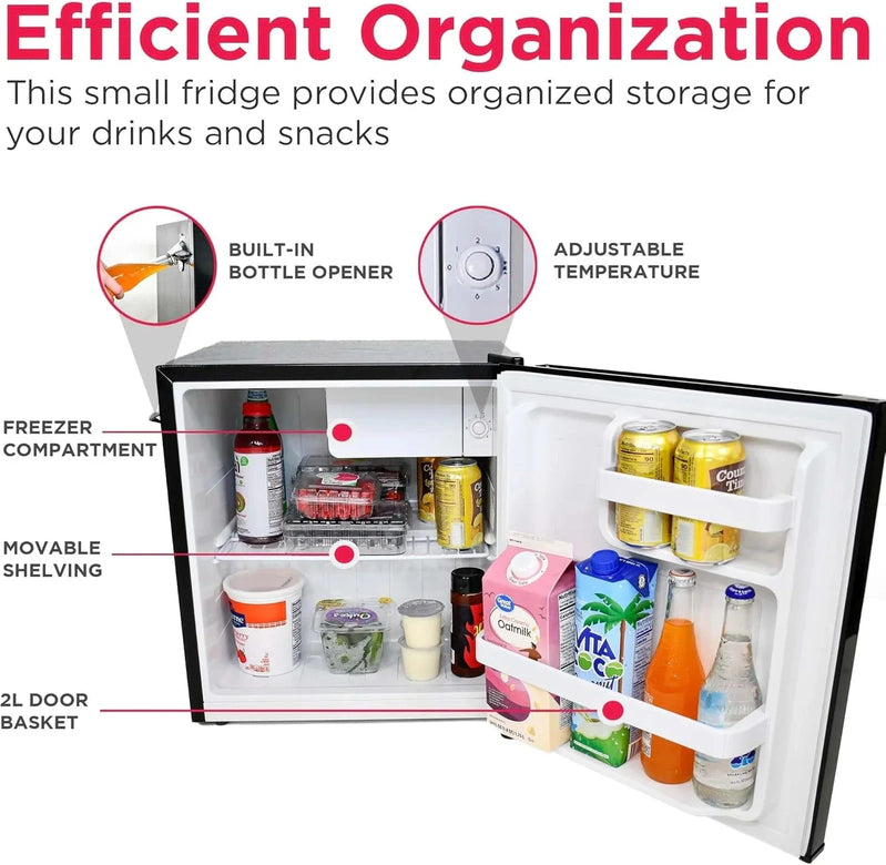 Frigidaire EFR176 Retro Compact Fridge With Chiller Mini Refrigerator With Built-In Bottle Opener For Office, Bedroom, Dorm Room Or Cabin