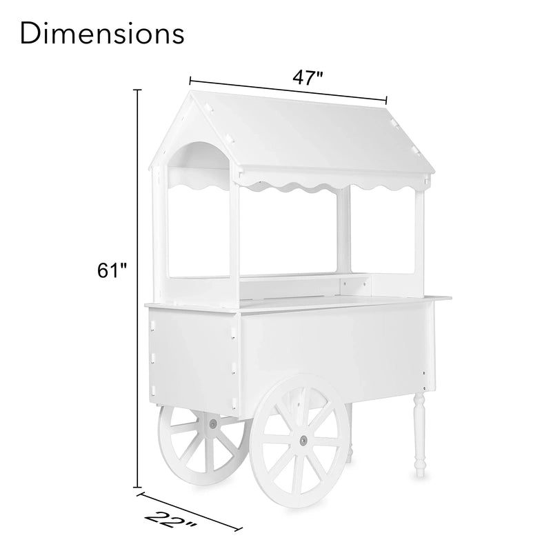 Candy Cart For Party, Candy Cart Display Stand With Wheels For Party, Dessert Cart, Decorated Wood Candy Cart With Wheels For Birthdays Wedding