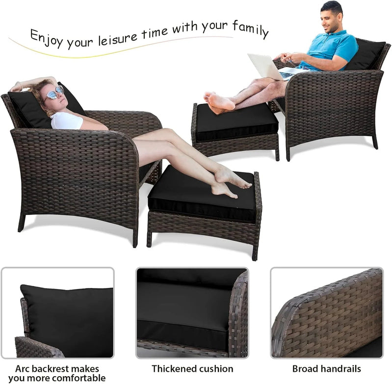 Leveleve Balcony Furniture 5 Piece Patio Conversation Set