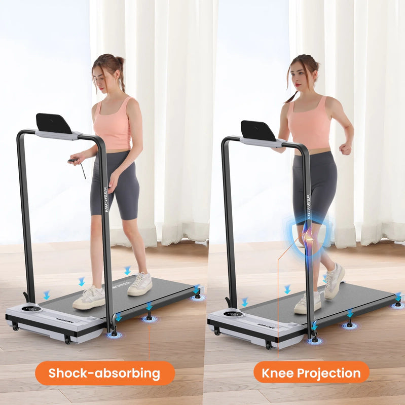 Ancheer Portable Folding Walking Pad 300lb, 7.5 MPH Under Desk Treadmill With Remote Control And LED Display