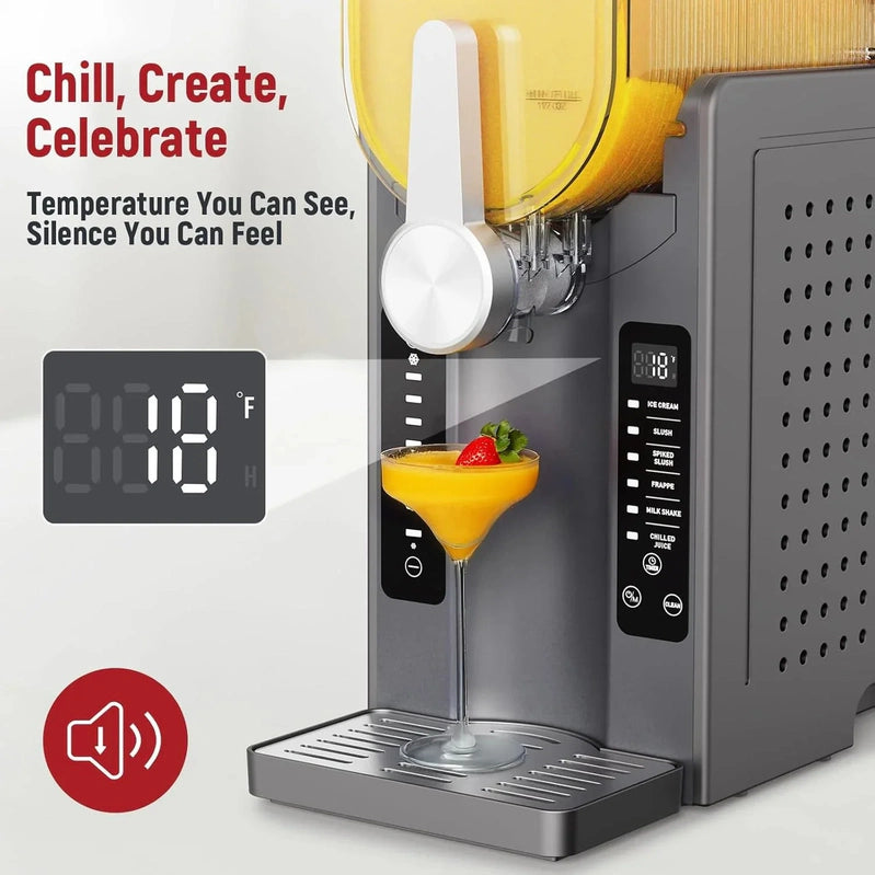 Slushie Machine, No Ice Needed All-in-One Slushy Maker For Home, Real-Time Temp Display, Auto-Clean, 6 Preset, Frozen Margaritas, Cocktails