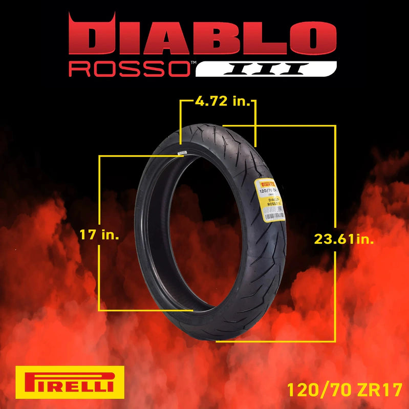 Pirelli Diablo Rosso III 120/70ZR17 Front And 240/45 ZR17 Rear Tire With Keychain