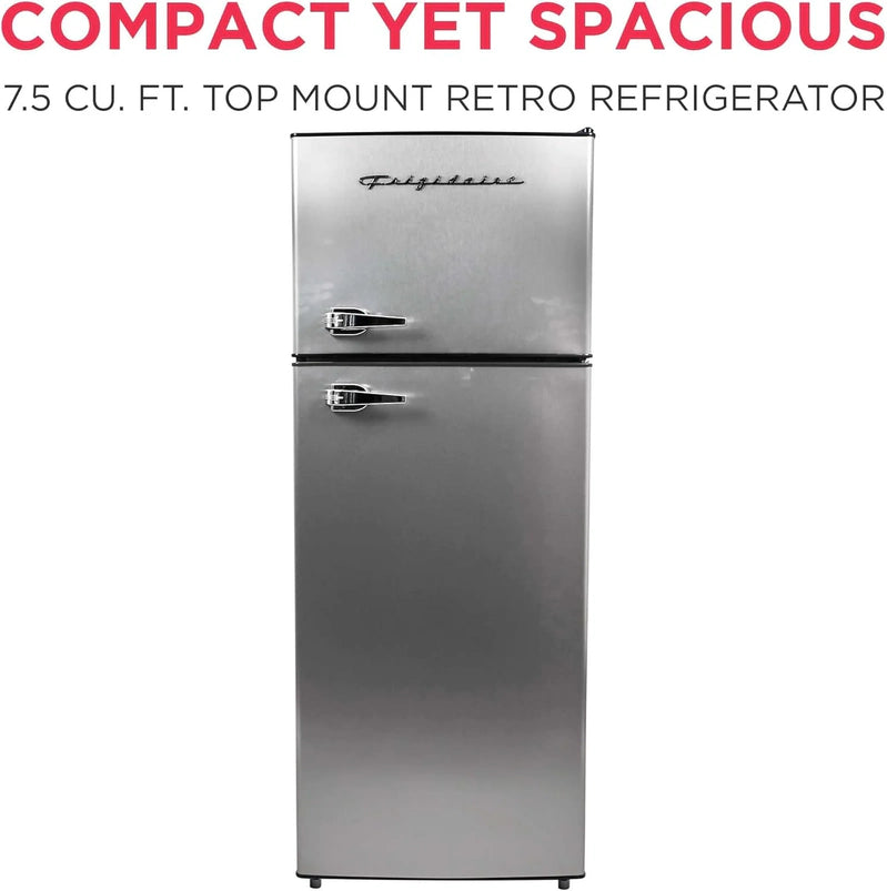 Frigidaire 2 Door Apartment Size Refrigerator Freezer Combo 7.5 Cu. Ft. Platinum Series Stainless