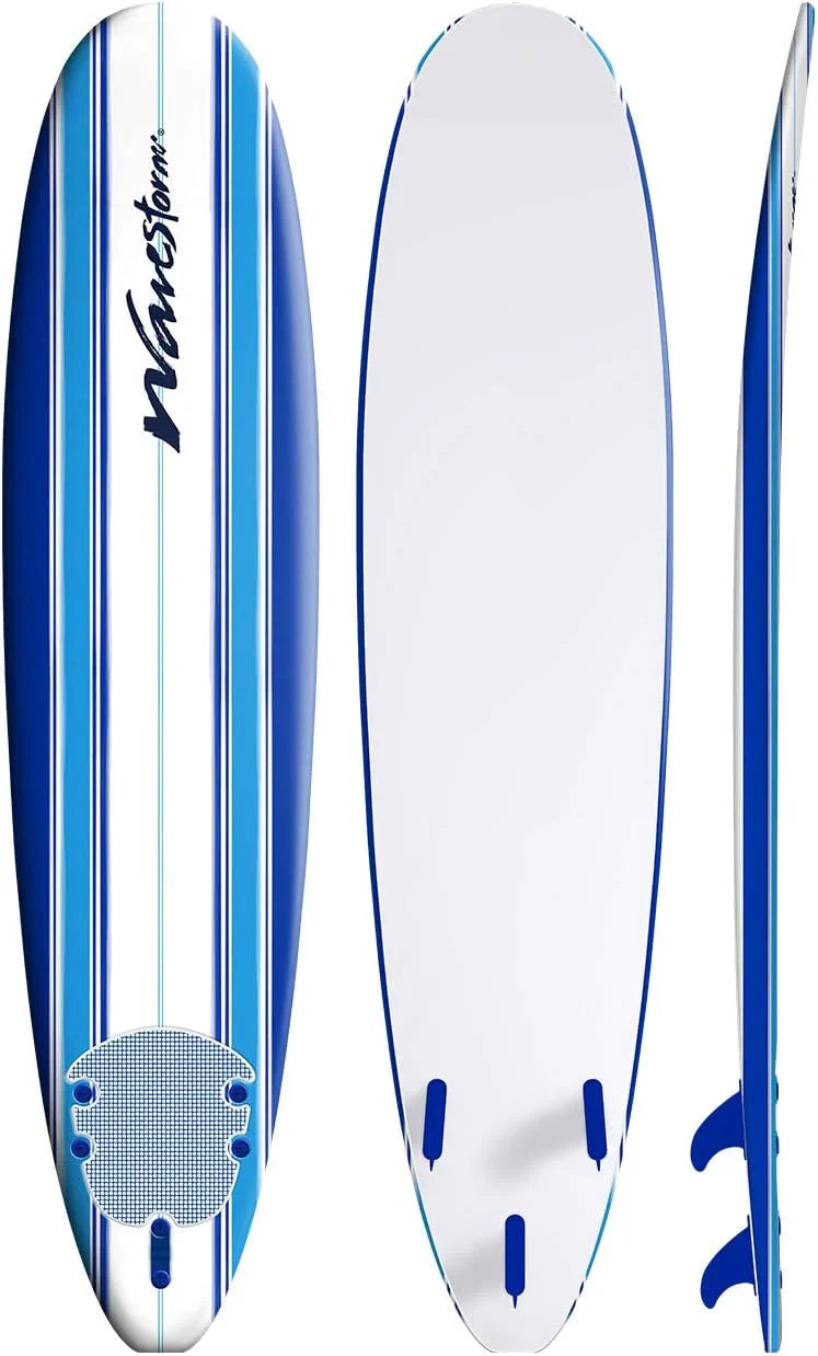 Wavestorm 8 Ft. Classic Surfboard//Foam Wax Free Soft Top Longboard For Adults And Kids Of All Levels Of Surfing