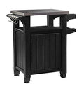Keter Unity Portable Outdoor Table And Storage Cabinet With Hooks For Grill Accessories-Stainless Steel Top For Patio Kitchen Island Or Bar Cart