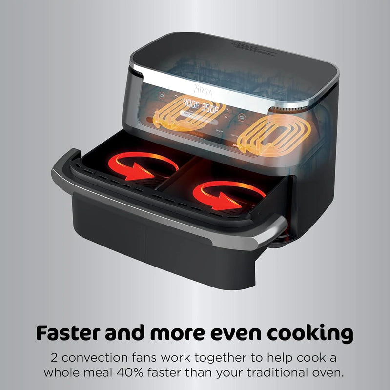 Ninja Foodi 10QT 6-in-1 DualZone Smart XL Air Fryer, 2 Independent 5QT Baskets, Smart Cook Thermometer, Match Cook, Smart Finish, Air Fry, DZ550