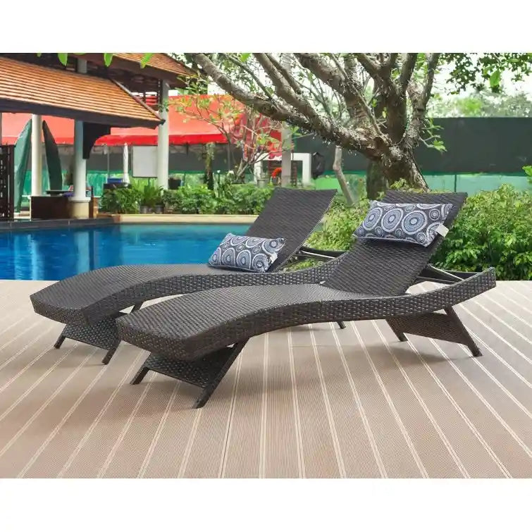 All Weather Wicker Chaise Lounge, Set Of 2