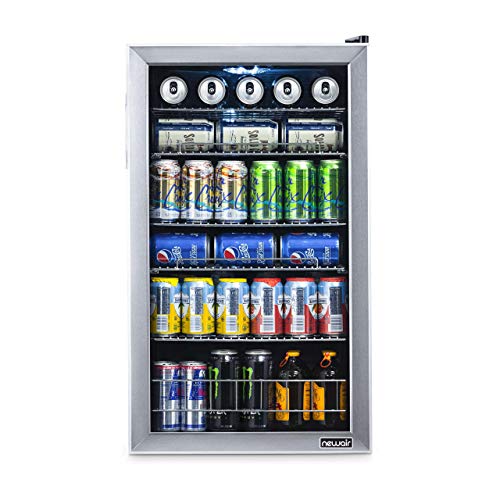 NewAir Beverage Refrigerator Cooler, 126 Cans Free Standing With Right Hinge Glass Door