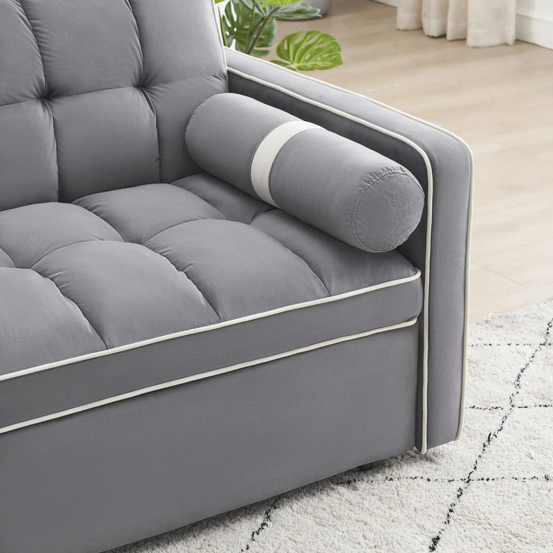 3-in-1 Sleeper Sofa Couch Bed For Living Room Apartment, Grey