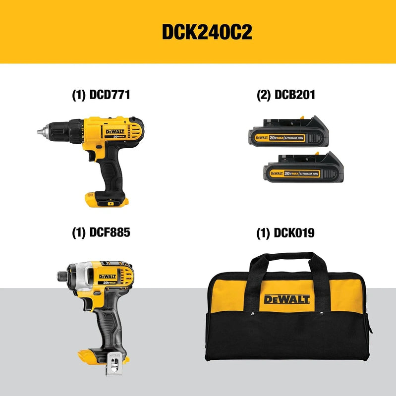 20V MAX Cordless Drill And Impact Driver, Power Tool Combo Kit With 2 Batteries And Charger