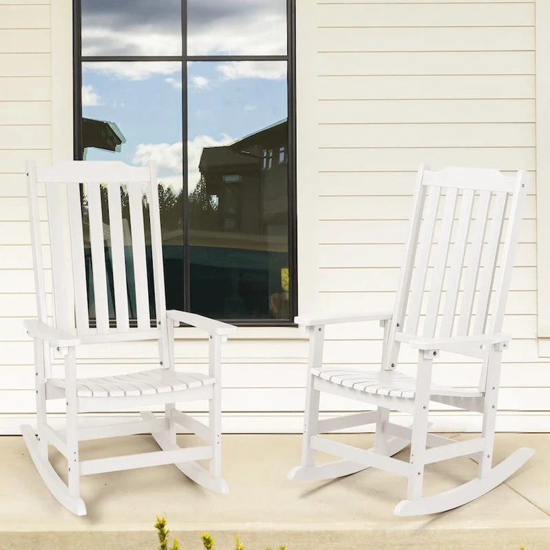Vrakae 2 Pcs Patio All Weather Resistant High Back Rocking Chair