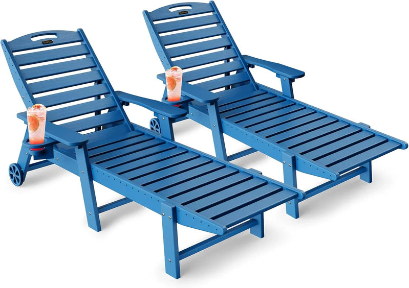Lounge Chair Outdoor, Chaise Lounge, HDPE 6-Position Outdoor Chaise Lounge