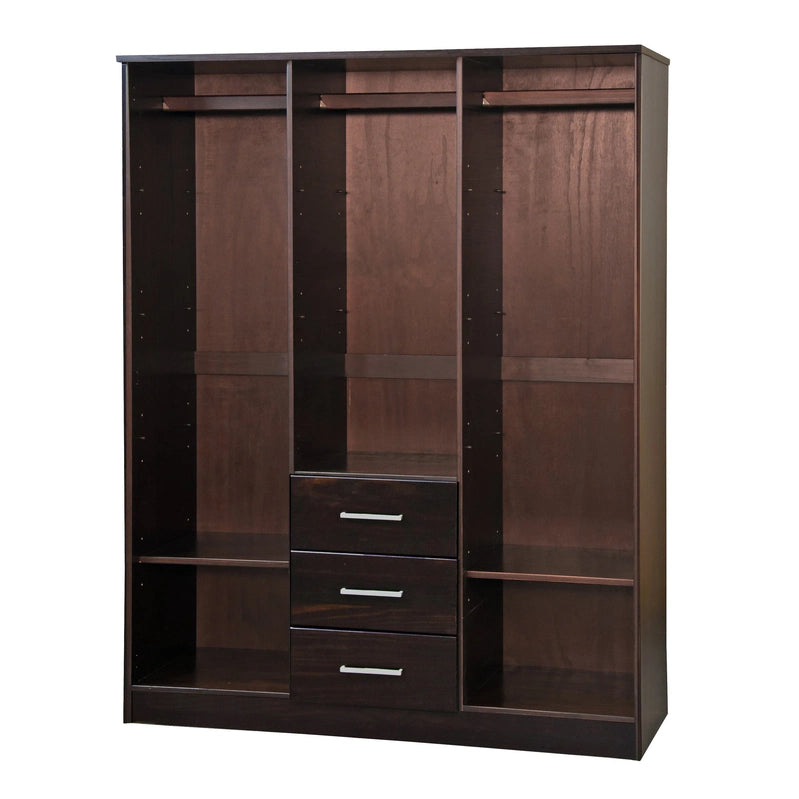 Palace Imports 100% Solid Wood Cosmo 3-Door Wardrobe Armoire With Solid Wood Or Mirrored Doors