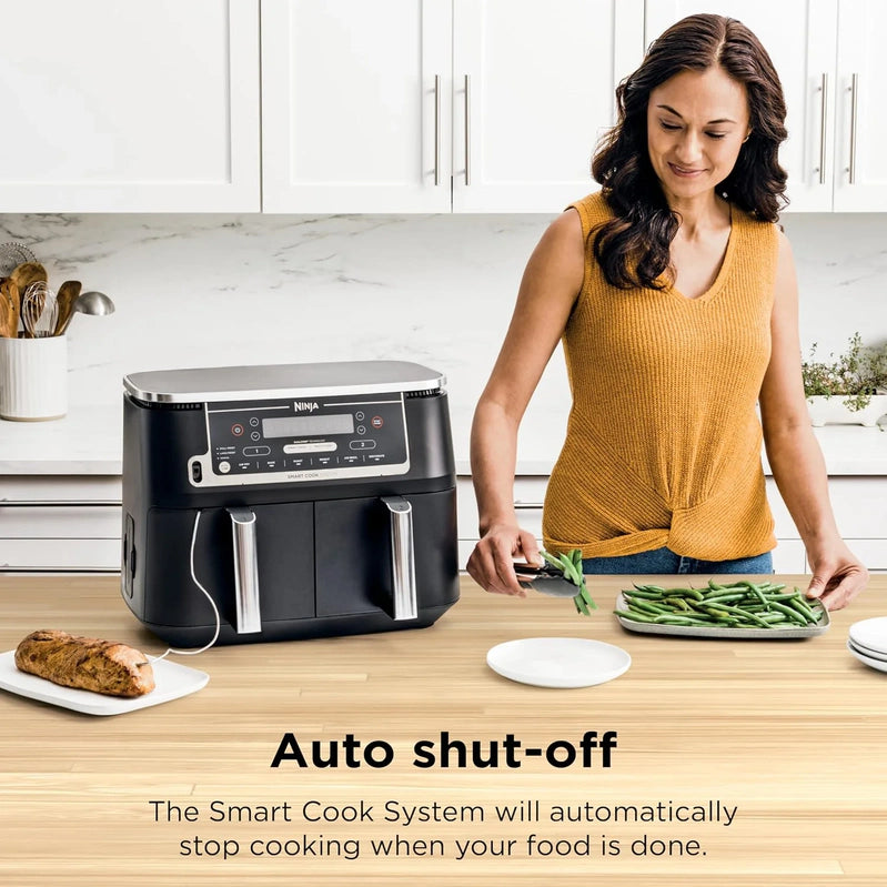 Ninja Foodi 10QT 6-in-1 DualZone Smart XL Air Fryer, 2 Independent 5QT Baskets, Smart Cook Thermometer, Match Cook, Smart Finish, Air Fry, DZ550