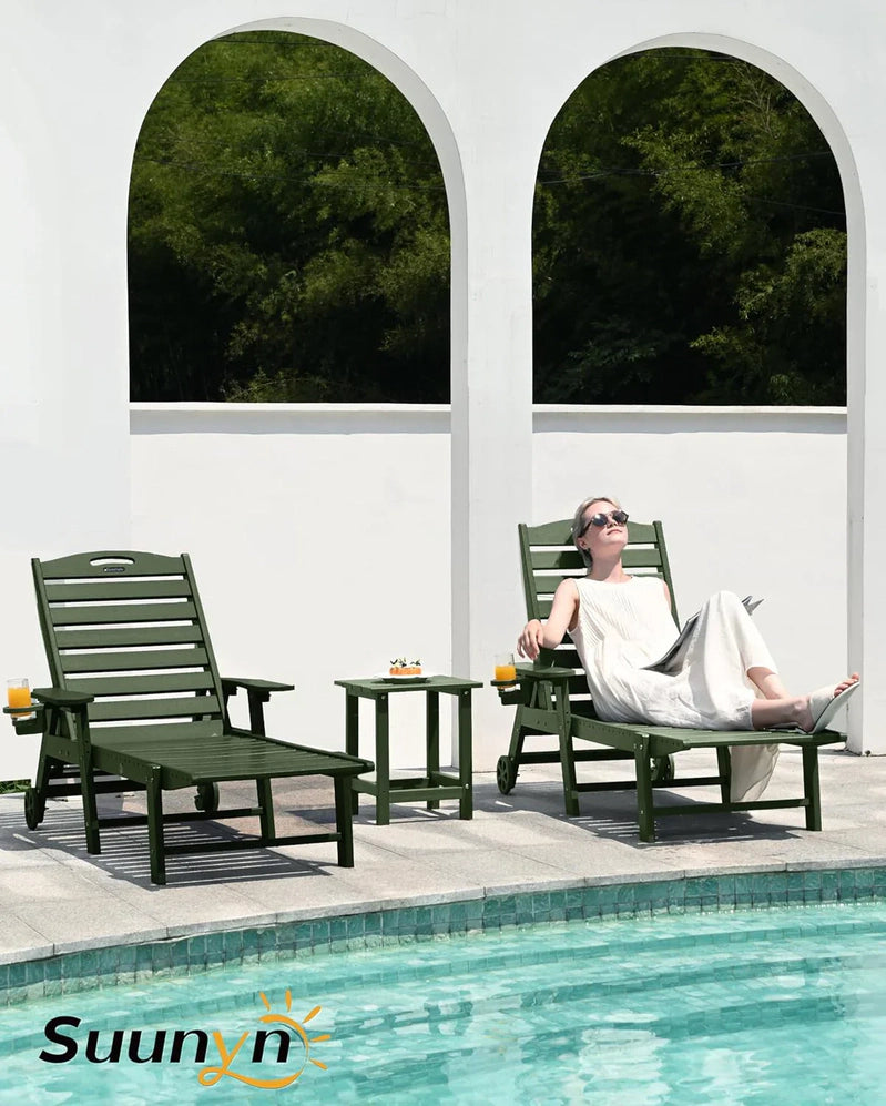 Lounge Chair Outdoor, Chaise Lounge, HDPE 6-Position Outdoor Chaise Lounge