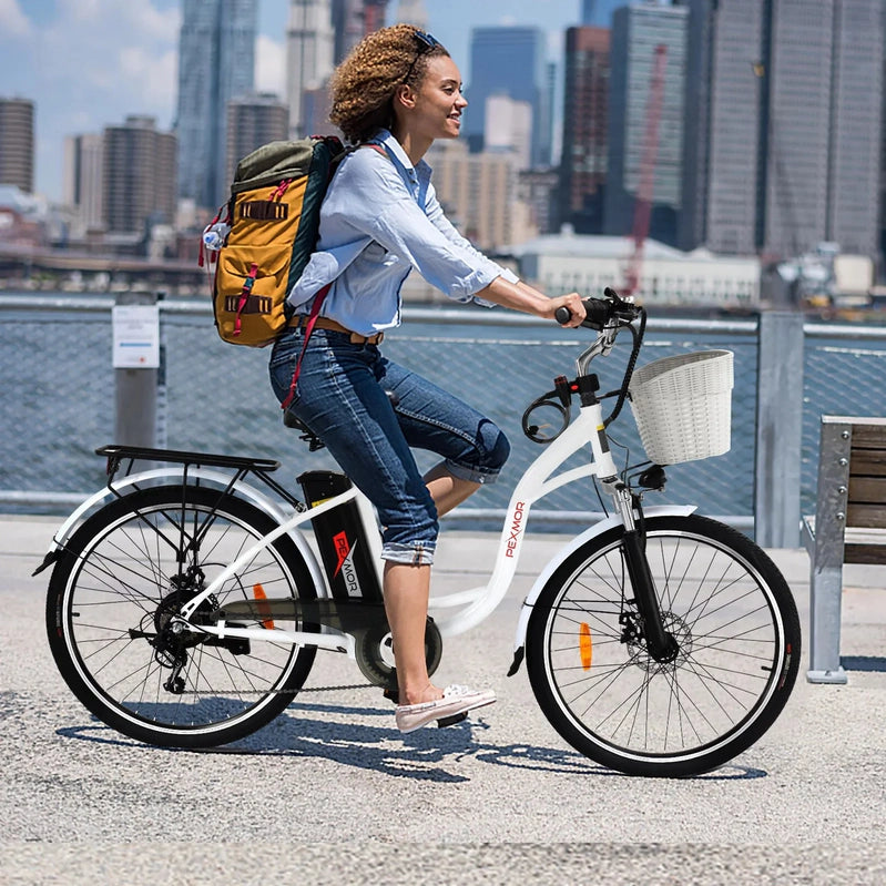 Pexmor Electric Bike For Adults, 350W, Peak 500W City Commuter Ebike 36V 12.5Ah Removable Battery
