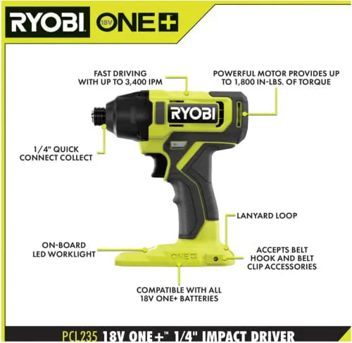 Ryobi One Plus 18V Cordless 6-Tool Combo Kit With Drill, Impact Driver, Saw, Multi-Tool And LED Light