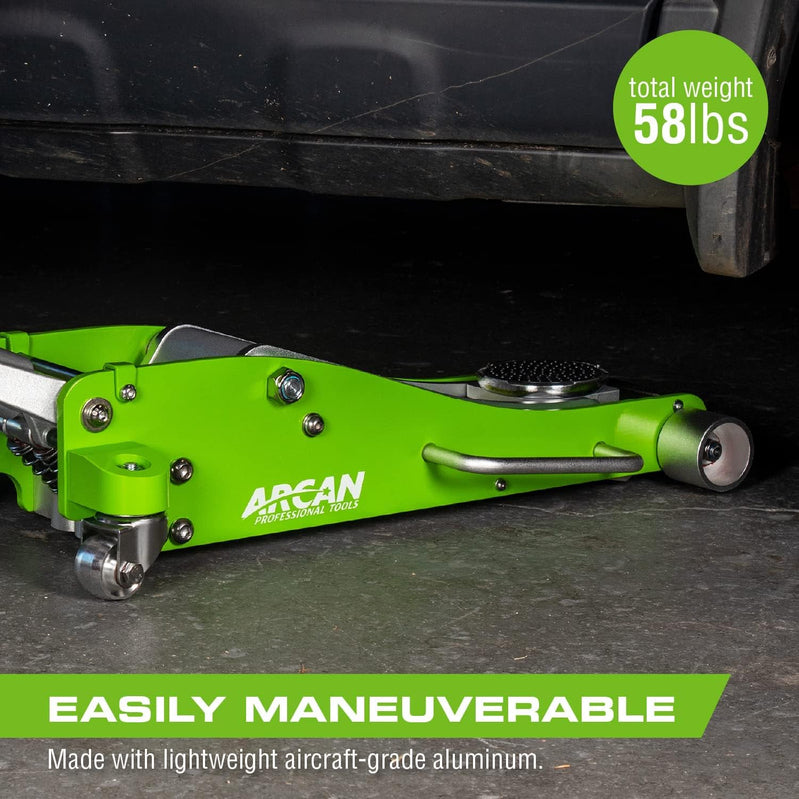 Tools 3-Ton Quick Rise Aluminum Floor Jack With Dual Pump Pistons And Reinforced Lifting Arm, A20018_A20019
