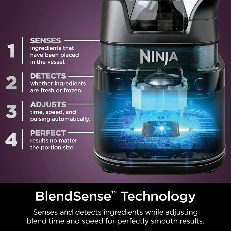 Ninja Detect Kitchen System Power Blender Plus Processor With Blend Sense Technology, Silver, TB400