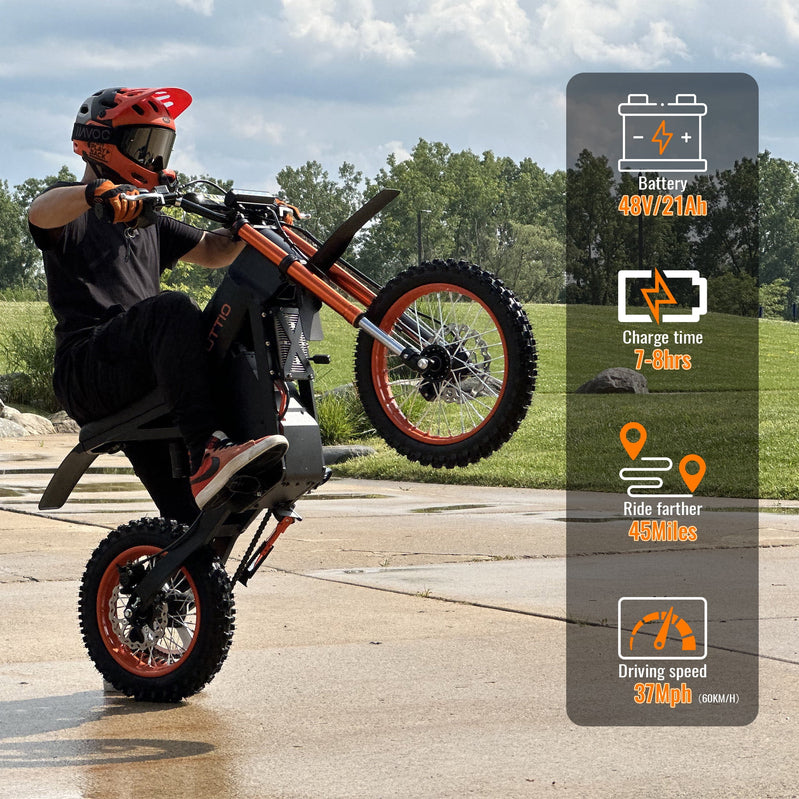 Tuttio Soleil01 Adult Electric Dirt Bike, With Branded Helmet, 2000W, 48V 21Ah Battery, 37Mph Full Suspension Mountain E-Bike