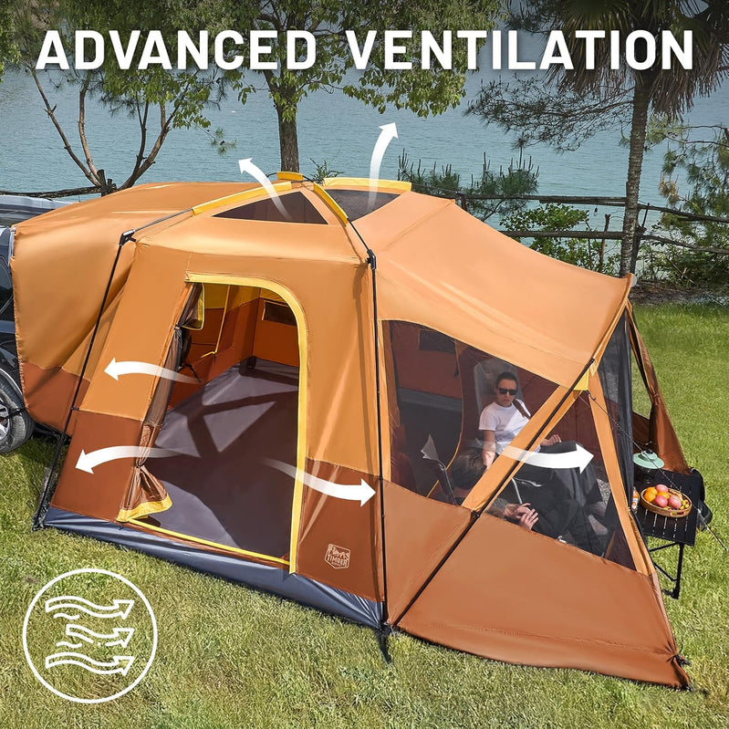 Timber Ridge 5-9 Person SUV Tent With Screen Porch And Awning For Family Camping, Weather Resistant And Portable Van Or Car Tent