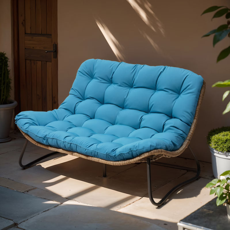 Crestlive Products Patio Loveseat, All-Weather Rattan Large Furniture With Soft Cushions, Outdoor Loveseat For Balcony, Poolside, Backyard, Beige