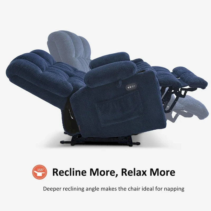 MCombo Power Loveseat Recliner, Electric Reclining Loveseat Sofa With Heat And Vibration, Cupholders, USB Charge Ports RS6314