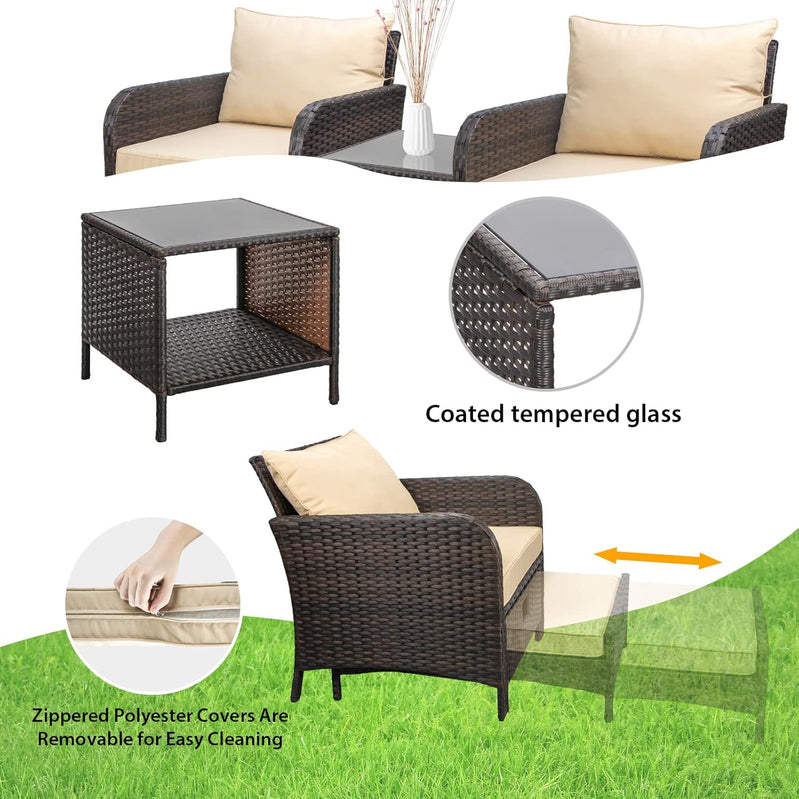 Leveleve Balcony Furniture 5 Piece Patio Conversation Set