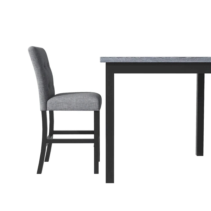 5 Piece Counter Height Dining Set, Wood Dining Table Set With Rectangle Table And 4 Upholstered High Back Chairs
