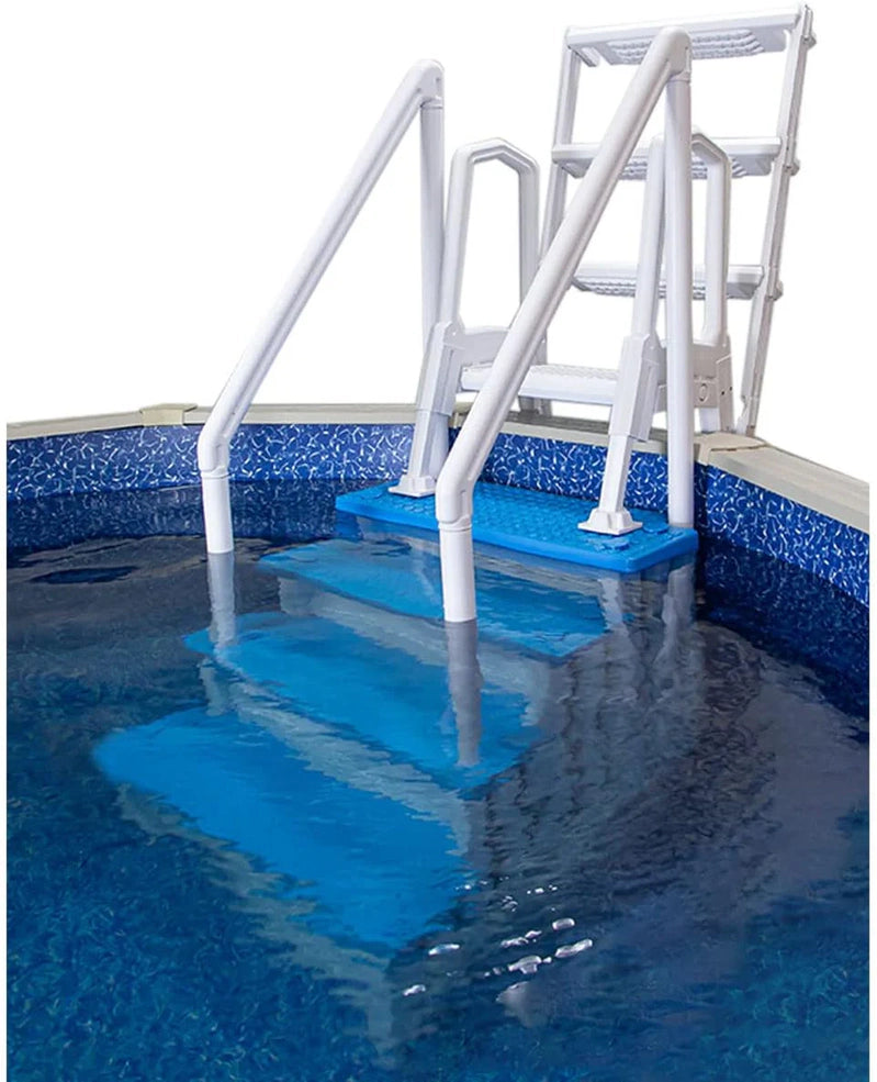 Select Anti-Slip in-Pool Steps, Gray, For Above Ground Swimming Pools, Can Mount To Decks 48 In. To 54 In. H, Safety Stairs Capacity Up To 300 Lbs