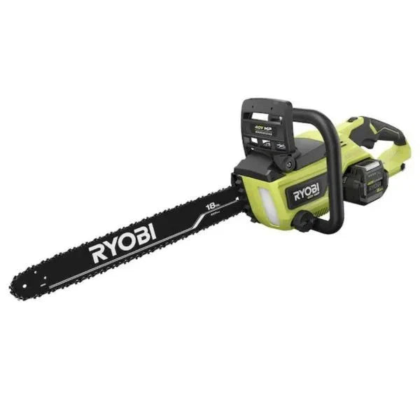 Ryobi 18 In. 40V Cordless Chainsaw Kit With Battery And Charger, Green