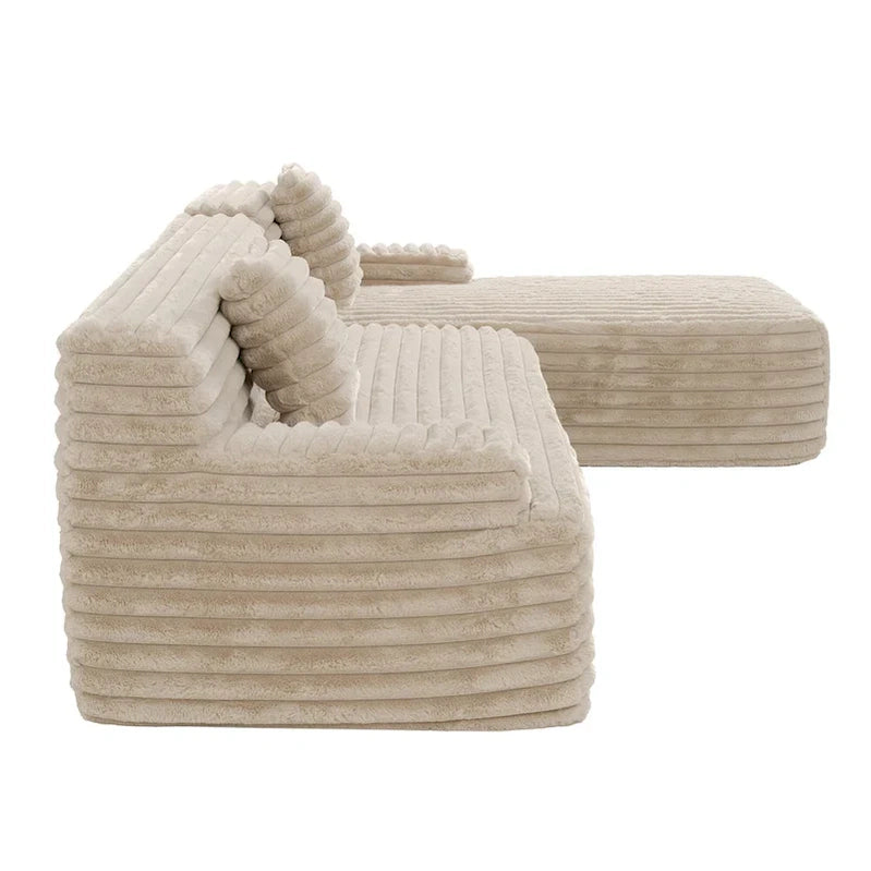 Cloud Sectional Sofa, Modern Upholstered Couch With 2 Throw Pillows, Free-Combined Sofa, Modular Sectional L Shaped Couch