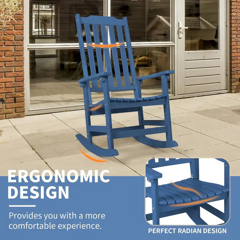 Vrakae 2 Pcs Patio All Weather Resistant High Back Rocking Chair