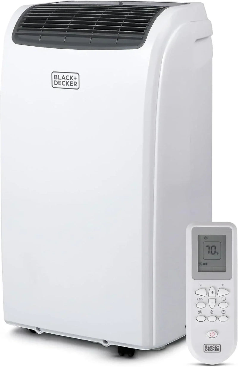 Black Plus Decker 10,000 BTU Portable Air Conditioner For Rooms Up To 450 Sq With Remote Control