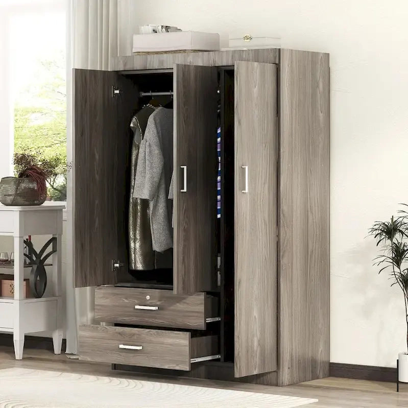 3-Door Wardrobe With 2 Drawers