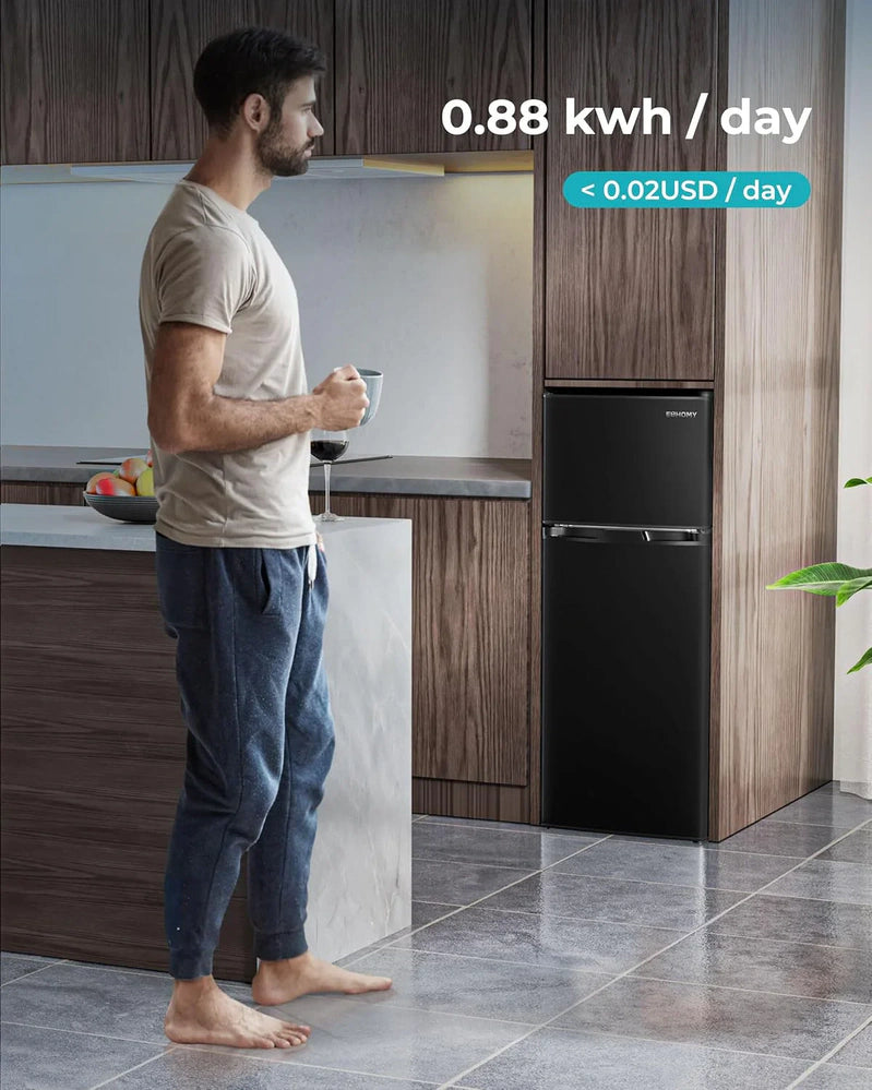Euhomy 3.2 Cu. Ft. Mini Fridge With Freezer 2-Door Compact Refrigerator For Bedroom, Dorm, Office Or Apartment, Silver